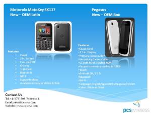 Wholesale Motorola EX117 & Posh Pegasus cell phones