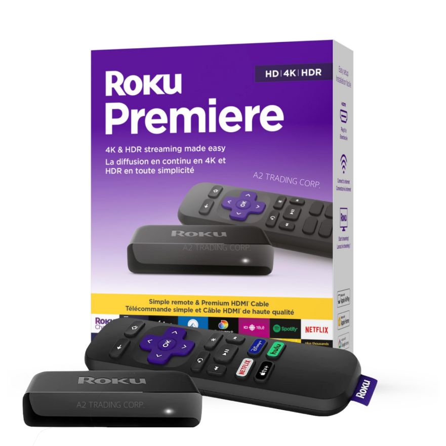 wholesale Roku Premiere HD/4K/HDR Streaming Media Player with Simple Remote and Premium HDMI Cable