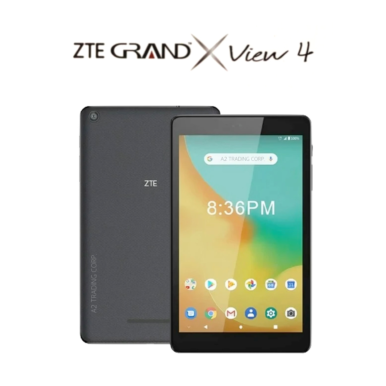 wholesale ZTE Grand X View 4 (K87CA) - 8.0” HD Touchscreen Tablet, 2GB RAM, 32GB Storage, Dual Camera, 4,630mAh Battery, Android 10, WiFi + 4G LTE Factory Unlocked