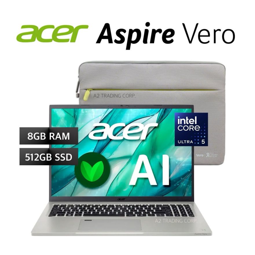 wholesale Acer Aspire Vero 16" WUXGA Eco-Friendly Laptop, Intel Core Ultra 5 125U, 8GB RAM, 512GB PCIe Gen 4 SSD, Windows 11 - Gray