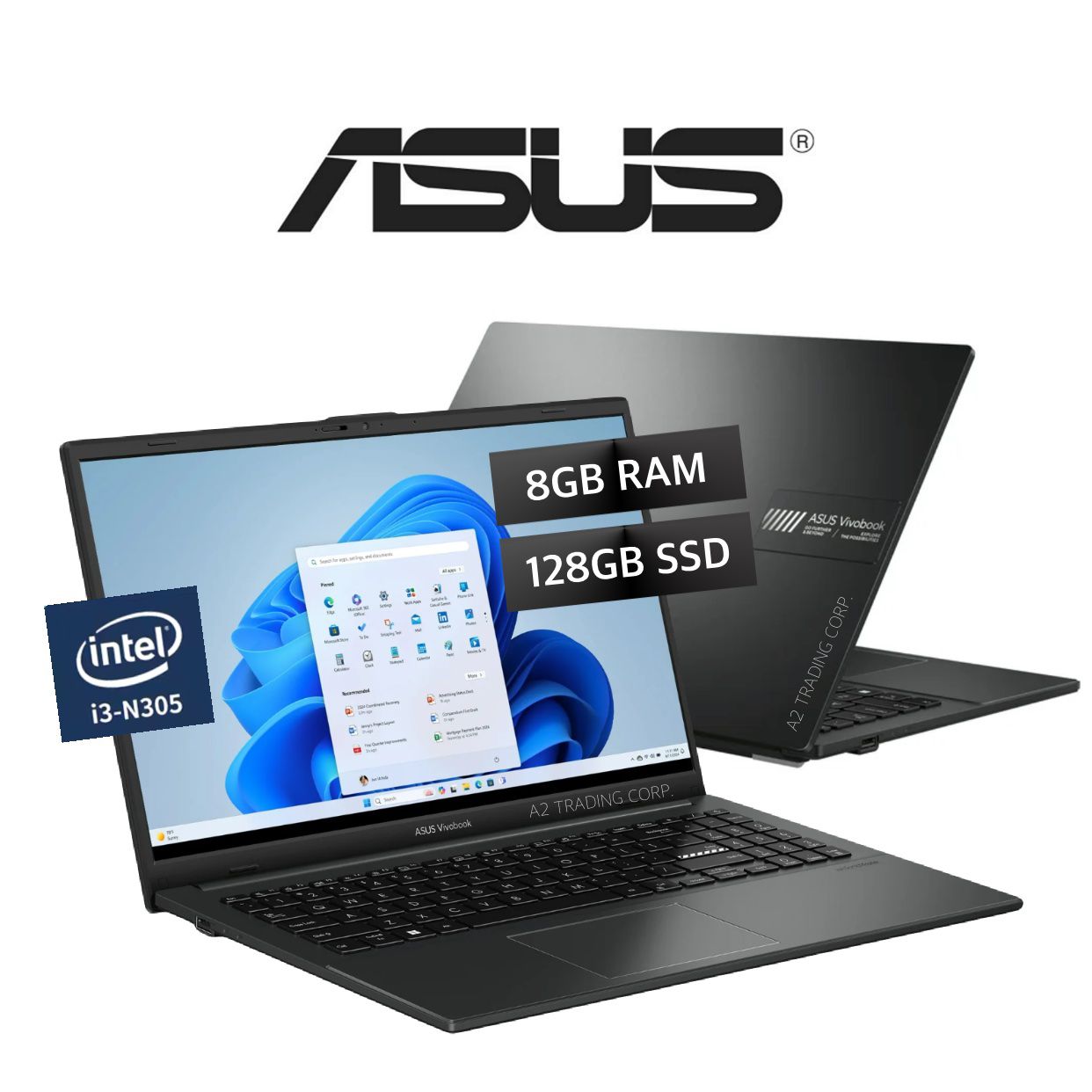 wholesale ASUS Vivobook Go 15.6” Laptop, Intel i3-N305, 8GB RAM, 128GB SSD, Windows 11 Home in S mode - Black