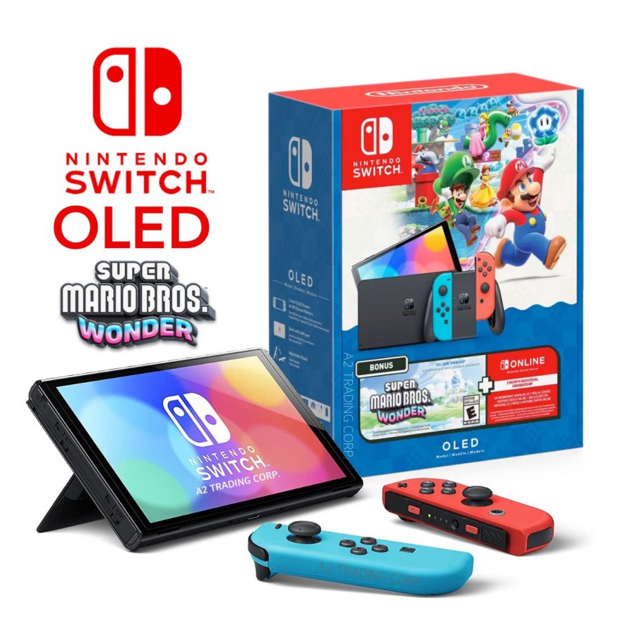 wholesale Nintendo Switch OLED Model + Super Mario Bros. Wonder Bundle + 3/months Nintendo Switch Online Membership
